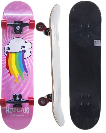 Skate Infantil Hondar Rainbow - Rosa/Vermelho