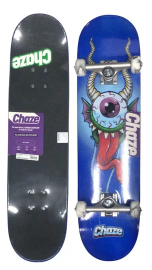 Skate Montado Chaze Iniciante Monster - Azul