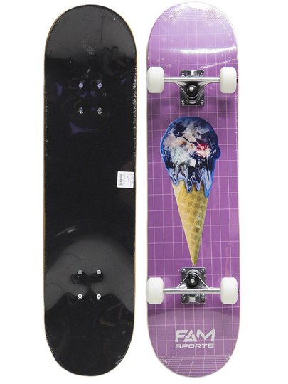 Skate Montado Iniciante Fam Ice - Roxo/Branco