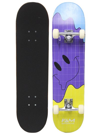 Skate Montado Iniciante Fam Smile - Roxo/Branco