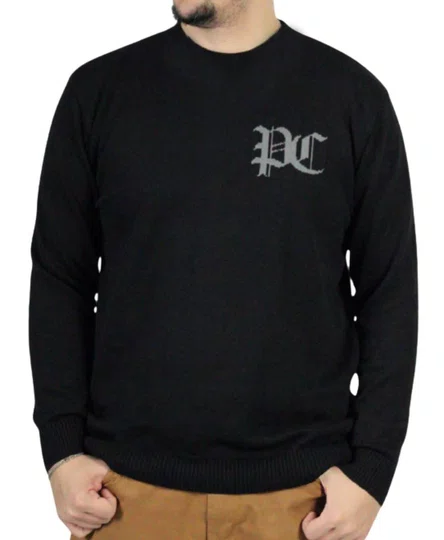 Suéter Masculino Plano C Jacquard - Preto
