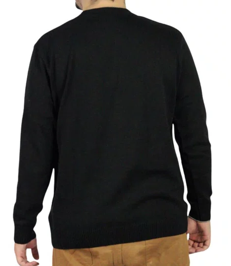 Suéter Masculino Plano C Jacquard - Preto