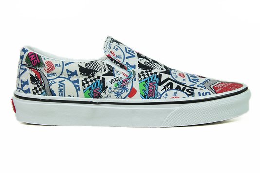 Tênis Feminino Vans Classic Slip On (Mash Up) - Sticker/White