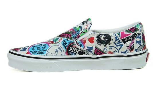 Tênis Feminino Vans Classic Slip On (Mash Up) - Sticker/White