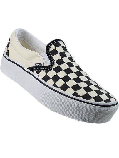 Tênis Feminino Vans Classic Slip On Platform - Checkerboard/White