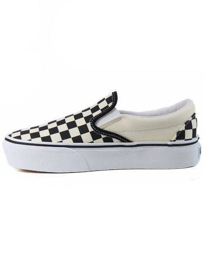 Tênis Feminino Vans Classic Slip On Platform - Checkerboard/White