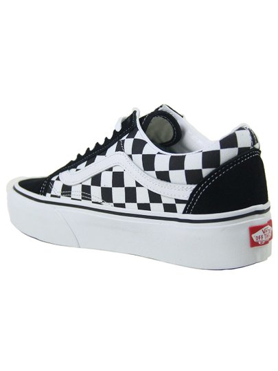 Tenis Feminino Vans Old Skool Platform - (Checkerboard) Black/t]True White 