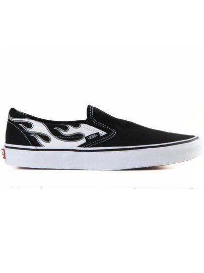 Tênis Masculino Vans Classic Slip-ON - (Flame) Black/White
