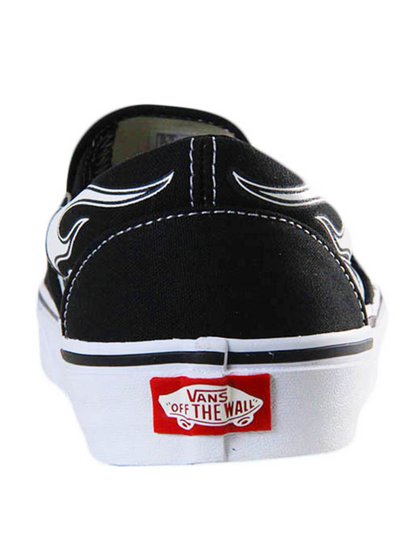 Tênis Masculino Vans Classic Slip-ON - (Flame) Black/White