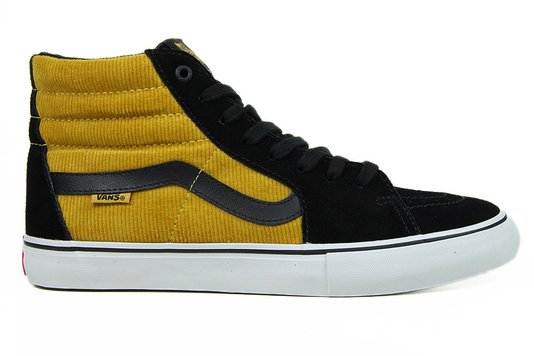 Tênis Masculino Vans SK8 Hi Pro (Corduroy) - Black/Yolk Yellow