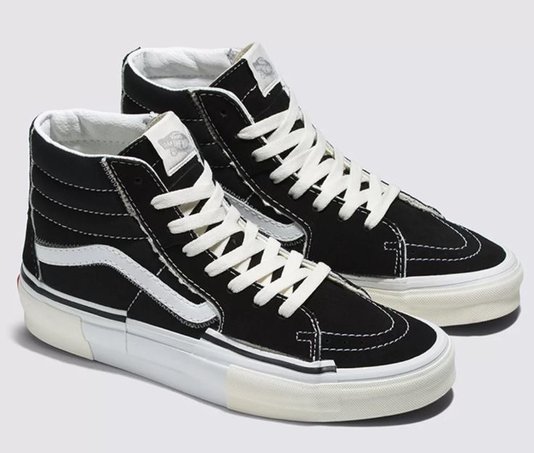Tênis Masculino Vans SK8 HI Reconstruct - Black/True White