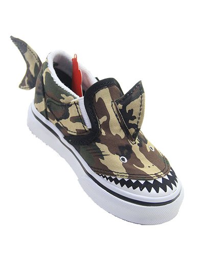 Tênis Vans Infantil Slip On V Camo Shark Kids Black True White
