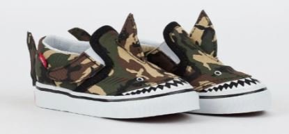 Tênis Vans Infantil Slip On V Camo Shark Kids Black True White