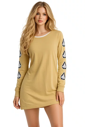 Vestido Feminino Volcom Deadly Stone Manga Longa - Khaki