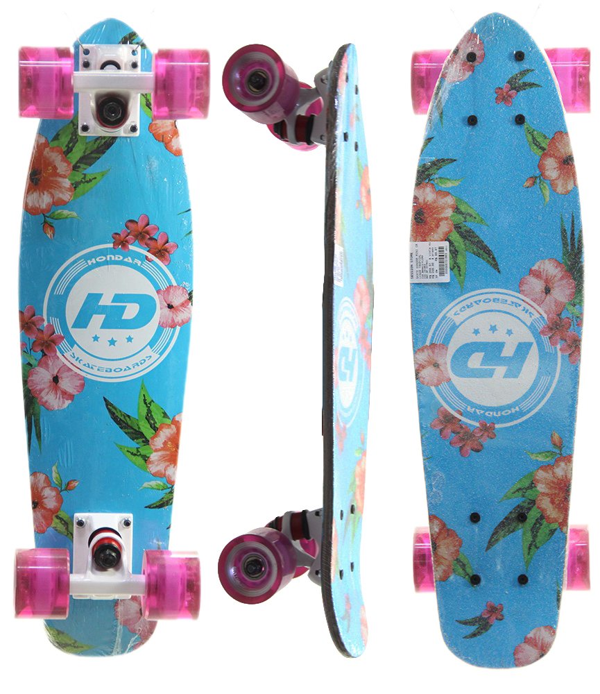 Skate Hondar Mini Cruiser Tropical - Branco/Floral - Home