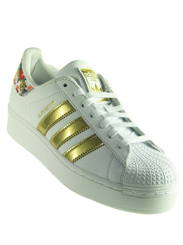 T nis Feminino Adidas Superstar Bold W Branco Dourado Home