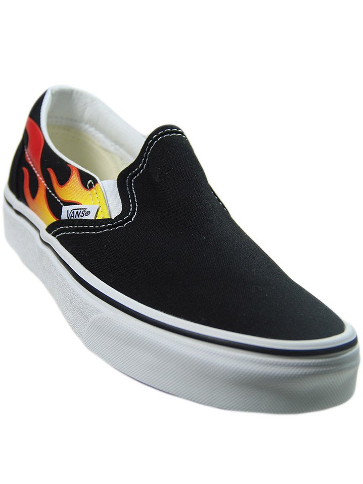 Tênis Vans Slip-On Black Flame True White