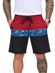 Bermuda De Banho VLCS Tropa Da Palms - Vermelho/Preto