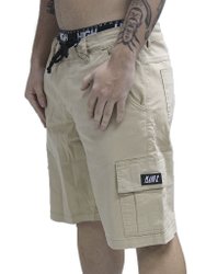 Bermuda Masculina Passeio Plano C Sarja Cargo - Caqui