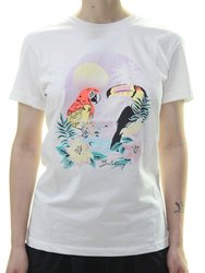 Blusinha Feminina Billabong Birds Of Paradi Manga Curta - Off White