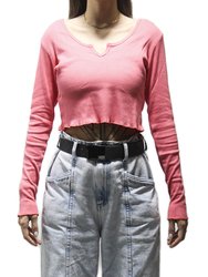 Blusinha Feminina Billabong Notch Manga Longa Estampada - Rosa