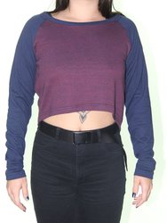 Blusinha Feminina Loveboard Old Manga Longa Cropped - Marinho/Bordo