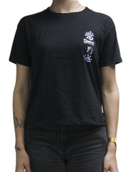 Blusinha Feminina Rip Curl Cropped Quest Manga Curta Estampada - Preto