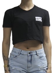 Blusinha Feminina Volcom Nightout Manga Curta Estampada - Preto