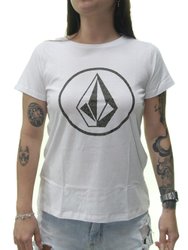 Blusinha Feminina Volcom So Far Out Manga Curta Estampada - Branco