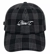 Boné Aba Curva Plano C Bordado - Xadrez Preto/CInza