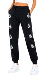 Calça de Moletinho Feminina Volcom Deadly Stone - Preto/Branco