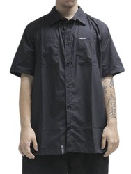 Camisa De Botão Masculina LRG Research Manga Curta Estampada - Preto