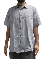 Camisa De Botão Masculina Plano C Grindline Manga Curta Estampada - Preto/Branco