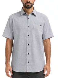 Camisa De Botão Masculina Plano C Grindline Manga Curta Estampada - Preto/Branco