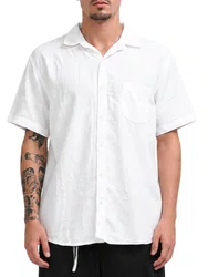 Camisa De Botão Masculina Rip Curl New Year Manga Curta Estampada - Off White