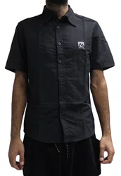 Camisa De Botão Masculina Wats Mazzuchini Manga Curta Estampada - Preto