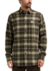 Camisa De Botão Masculina Xadrez Plano C Dryland Flannel - Verde/Bege