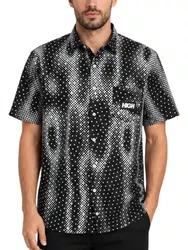 Camisa Masculina High Moire Manga Curta Estampado - Preto