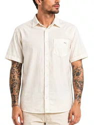 Camisa Masculina RC Classic Surf Linen Manga Curta Estampada - Off White