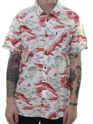 Camisa Masculina Rip Curl Shipwrecks Manga Curta Estampadada - Branco/Bordô