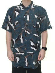 Camisa Masculina South to South Blue Manga Curta - Azul Floral