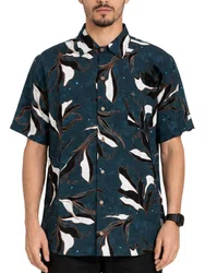 Camisa Masculina South to South Blue Manga Curta - Azul Floral