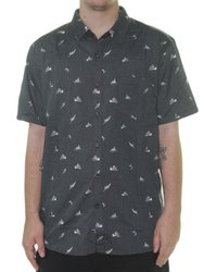 Camisa Masculina Vissla Radical Eco Manga Curta Estampada - Preto