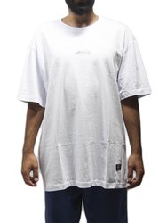 Camiseta Big Masculina Mini Script Manga Curta Estampada - Branco