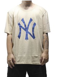 Camiseta Big Masculina New Era Logo New York Yankees Manga Curta Estampada - Khaki