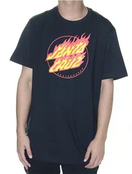 Camiseta Big Masculina Santa Cruz Flaming Manga Curta Estampada - Preto
