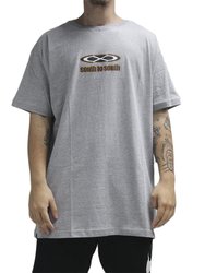 Camiseta Big Masculina South To South Lipe Manga Curta Estampada - Cinza/Mescla