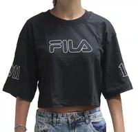 Camiseta Feminina Fila Outline Union Manga Curta Estampada - Preto