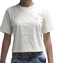 Camiseta Feminina Hurley Icon Manga Curta Estampada - Off White