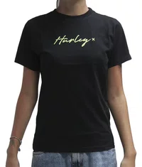 Camiseta Feminina Hurley Silk Line Manga Curta Estampada - Preto